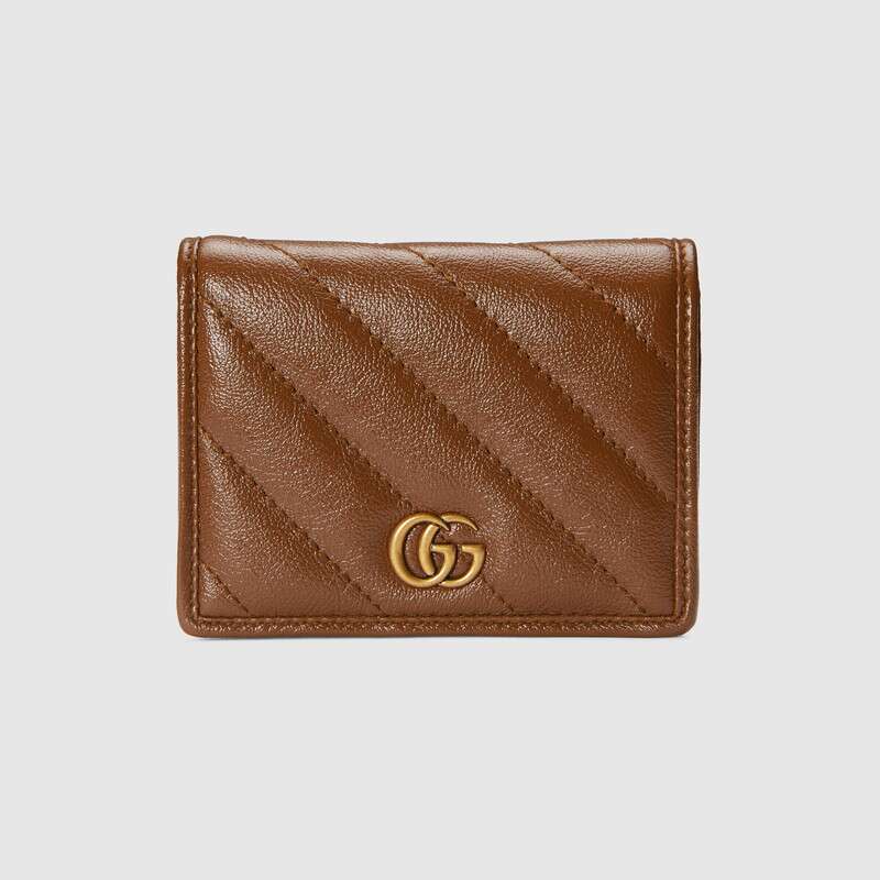 Gucci GG Marmont Card Case Wallet 466492 Brown